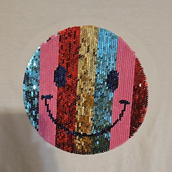 GAP Kids Beige Long Sleeve Shirt with Sequin Smiley Face - Picture 4 of 8